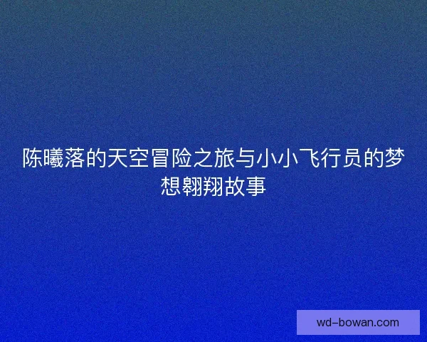 陈曦落的天空冒险之旅与小小飞行员的梦想翱翔故事