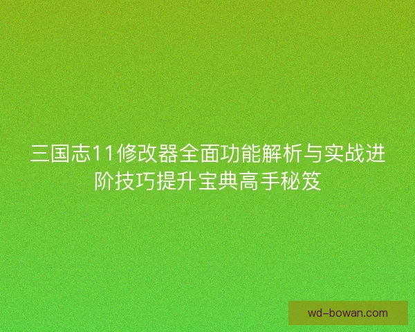 三国志11修改器全面功能解析与实战进阶技巧提升宝典高手秘笈