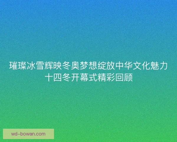 璀璨冰雪辉映冬奥梦想绽放中华文化魅力十四冬开幕式精彩回顾