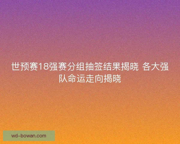 世预赛18强赛分组抽签结果揭晓 各大强队命运走向揭晓 世预赛18强赛分组抽签结果揭晓 各大强队命运走向揭晓
